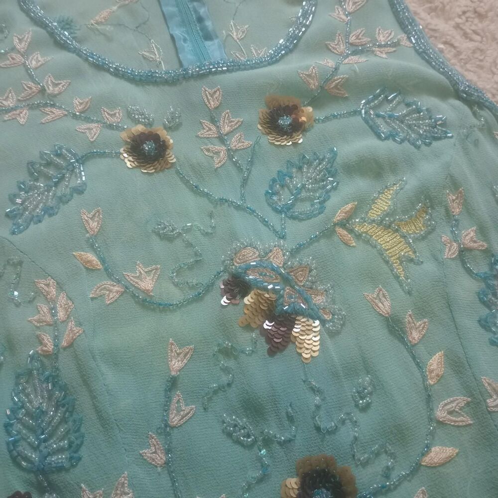 Y2K Aftershock Beaded Sequin Floral Mermaid Top - Picture 3 of 4